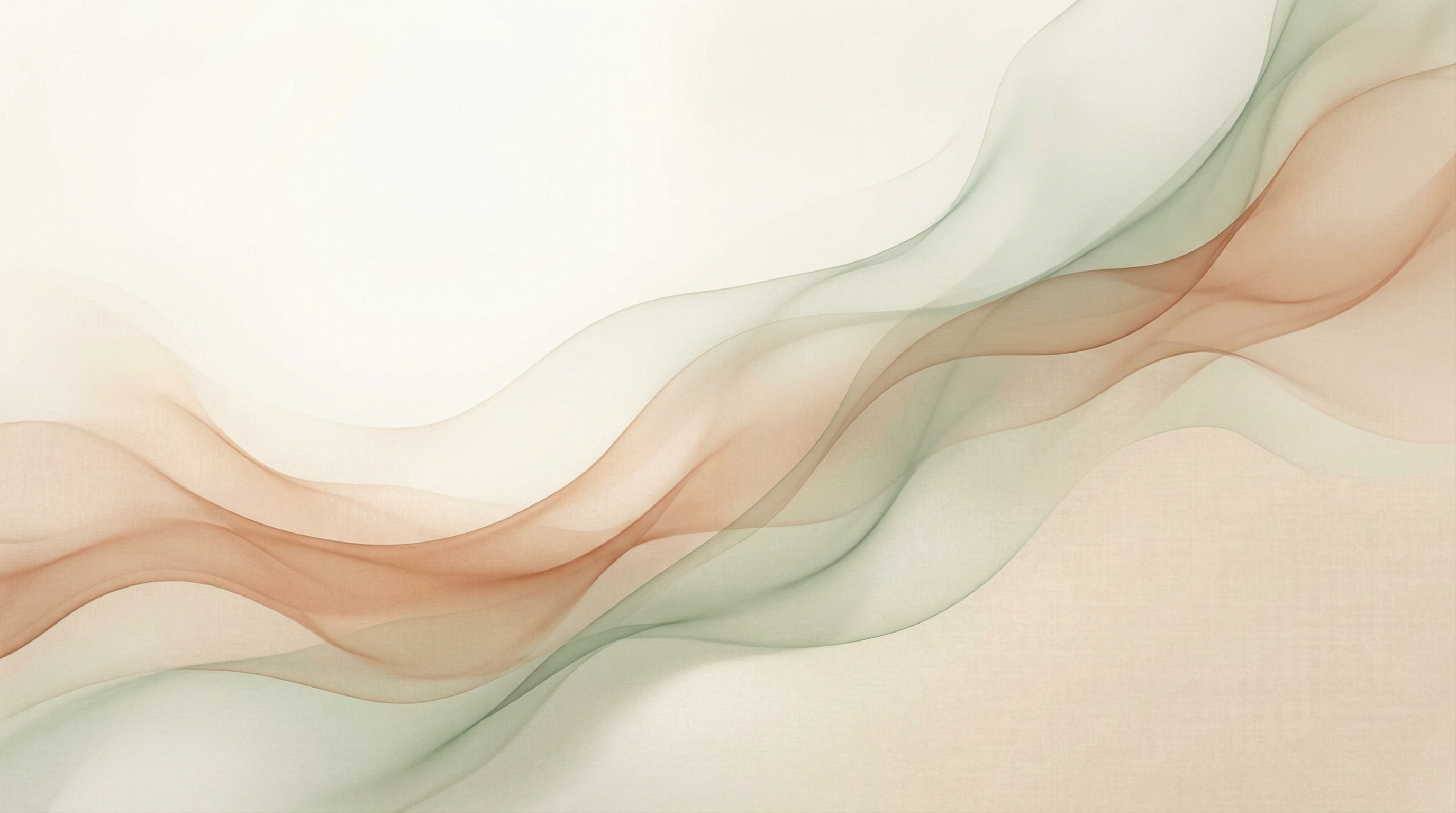 Fond abstrait décoratif avec des vagues douces dans des tons sable, vert sauge et cuivre